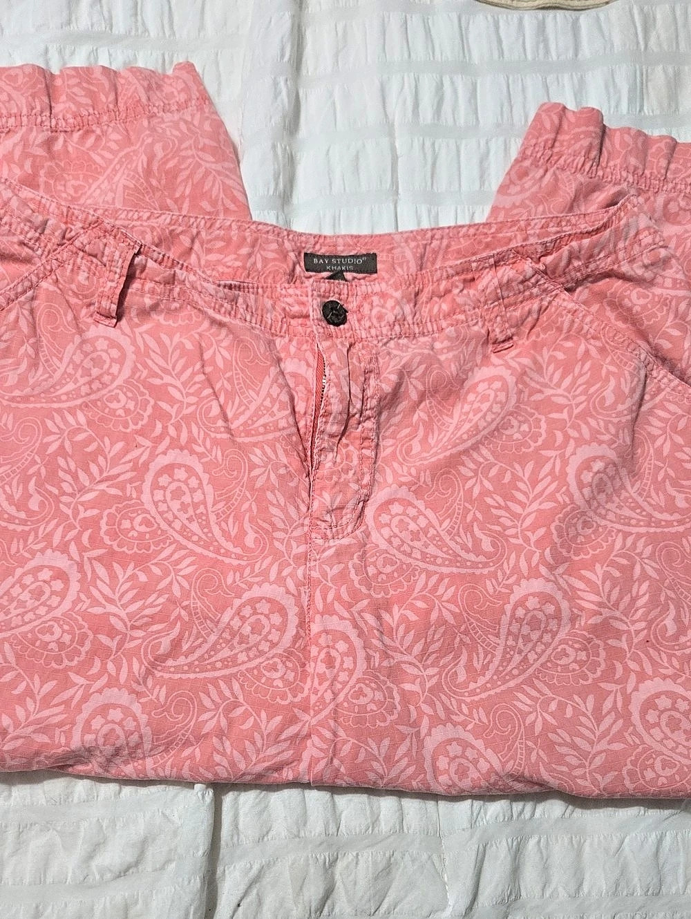 Bay Studio Paisley High-Waist Shorts in Pink Size 12